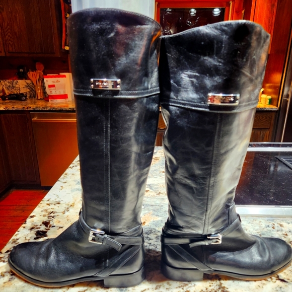 Black Leather Coach Boots - Picture 1 of 4